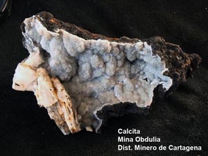 Calcita. Mina Obdulia. Dis. Minero de Cartagena